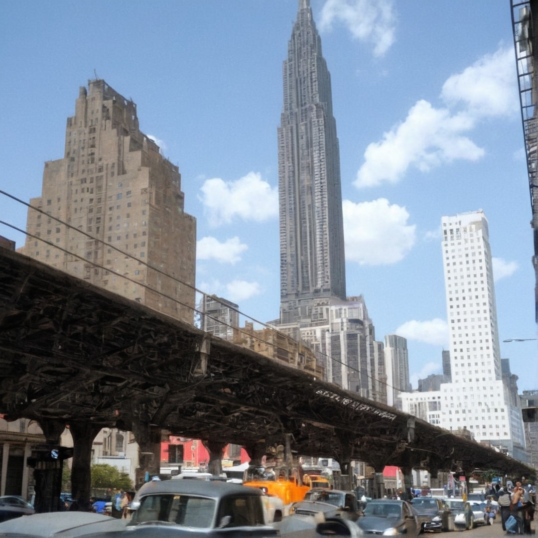 vintage new york, 1950s, 3rd avenue el, third ave. el, chrysler building, irt elevated, 1950s in color, nyc subway, elevated train, vintage nyc, kodak slides