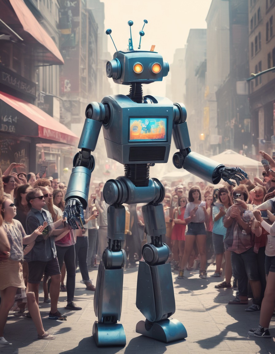 robot, street performer, music, dance, entertainment, robots