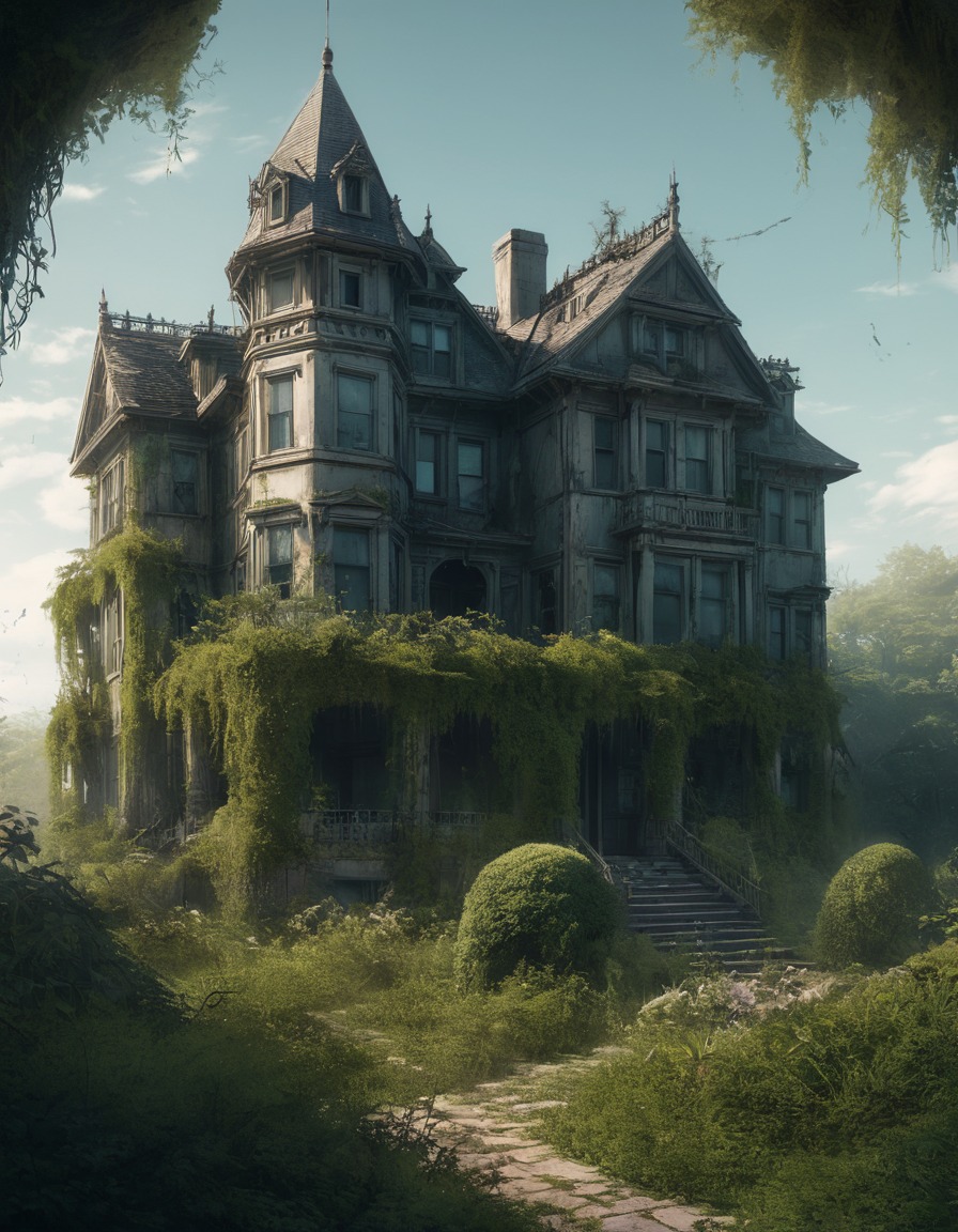 abandoned, mansion, overgrown, spooky, haunted, lovecraft, howard lovecraft