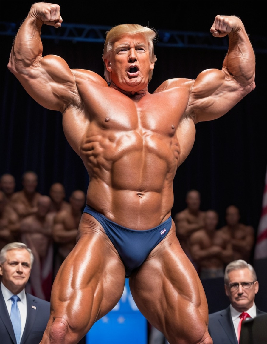 donald trump, bodybuilding, muscles, competition, flexing