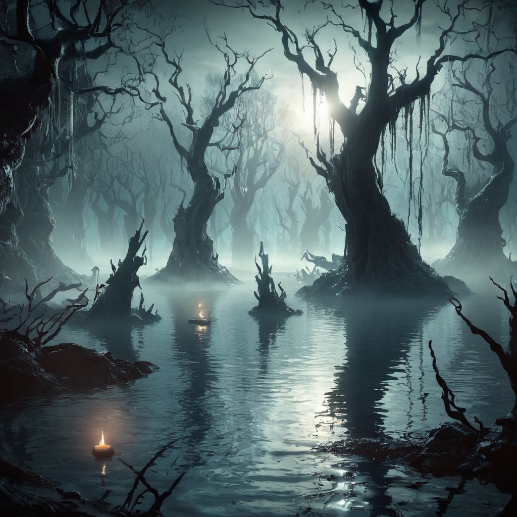 horror, forest, fog, digitalart, wallpaper, conceptart, fantasyart, gothic, creepy, photomanipulation, magic, swamp