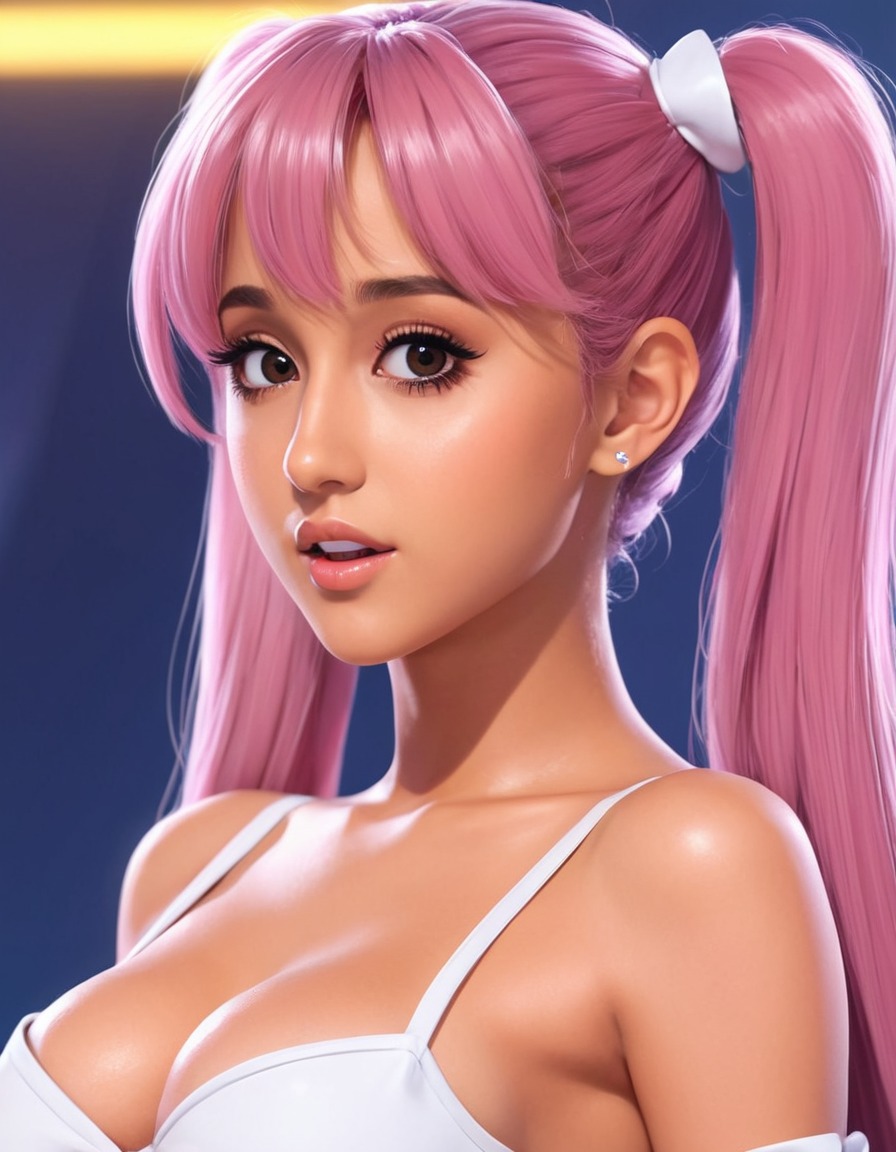 ariana grande, anime, popstar, musician, celebrity, crossover, fan art