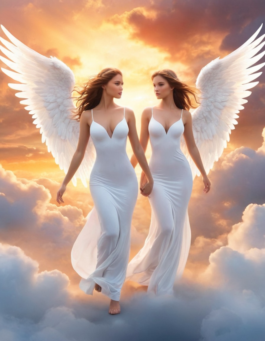 heaven, angels, guiding souls, serene journey, afterlife, spirituality