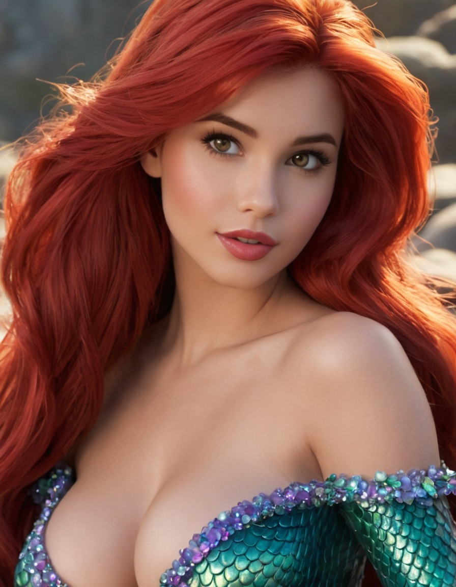 ariel, the little mermaid, disney, mermaid, redhead, fairytale, beautiful