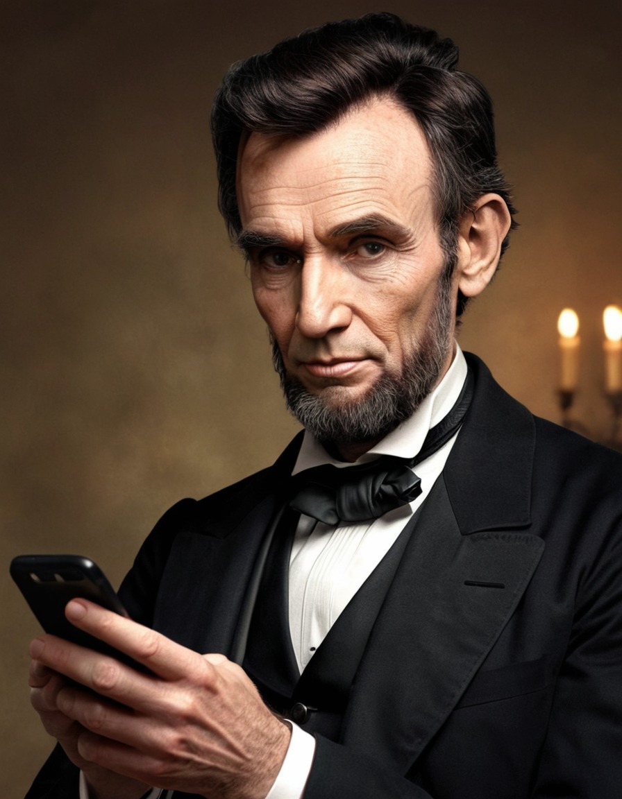 abraham lincoln, smartphone, technology, historical figure