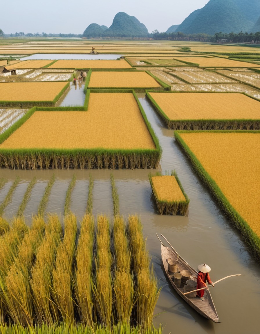 ancient agriculture, rice cultivation, flooded fields, harvesting techniques, ancient china, 700 ad, agricultural history