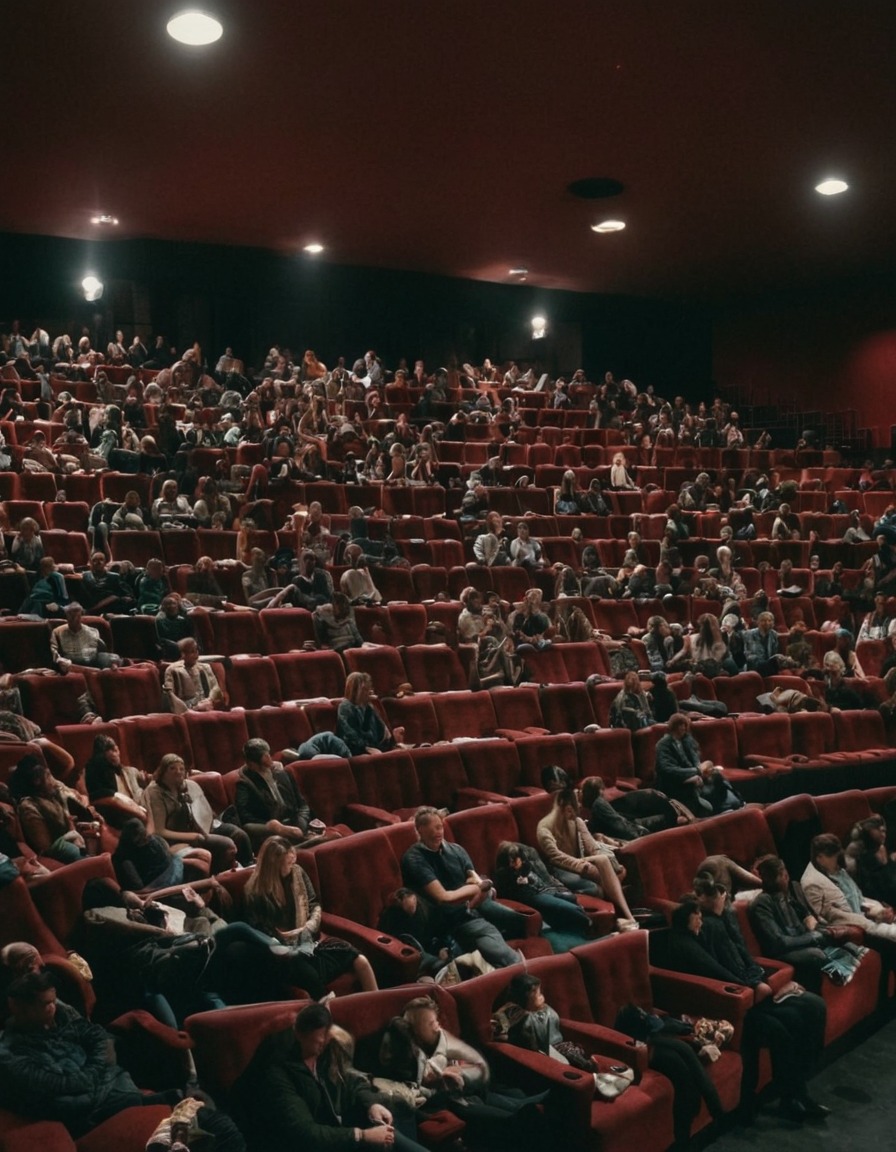 movie theater, overcrowded, big city, urban, cinema, crowds, entertainment