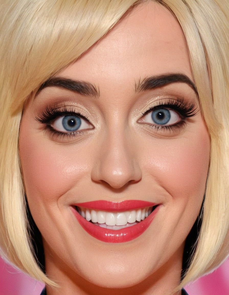 katy perry, big nose, huge smile, forehead, big eyes