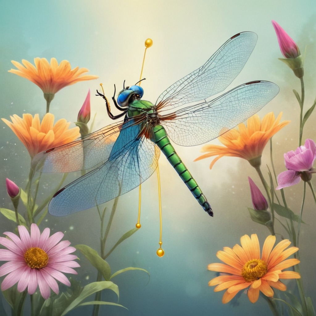 digitalart, fantasyart, digitalpainting, insect, butterflies, dragonfly