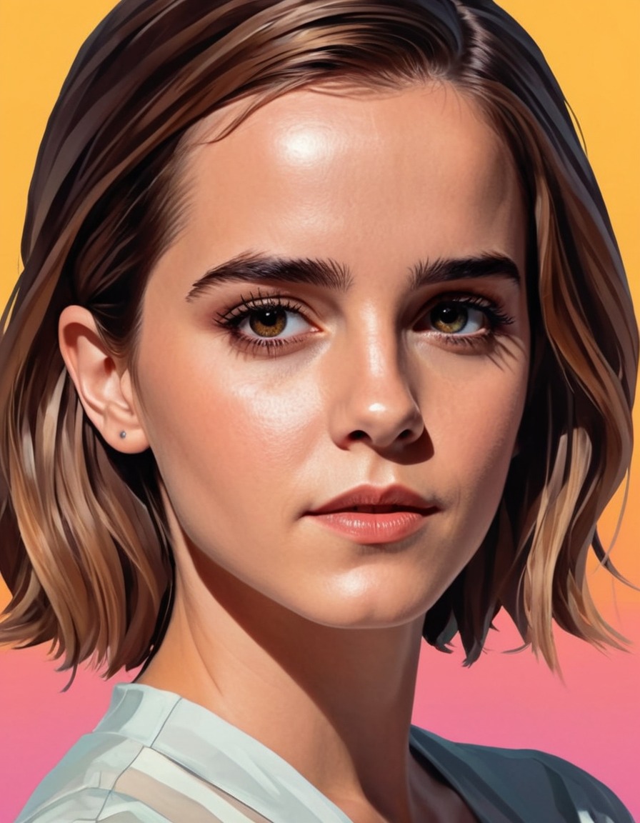 emma watson, portrait, modern, abstract, art, celebrity