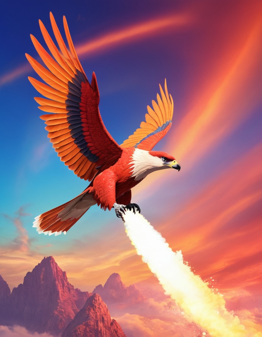 bird, thunderbird, majestic, colorful sky