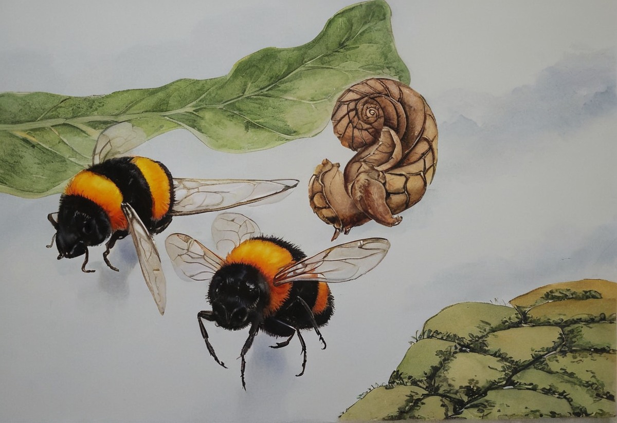 bumblebee, fantasy, landscape, painting, scenery, traditionalart, watercolour