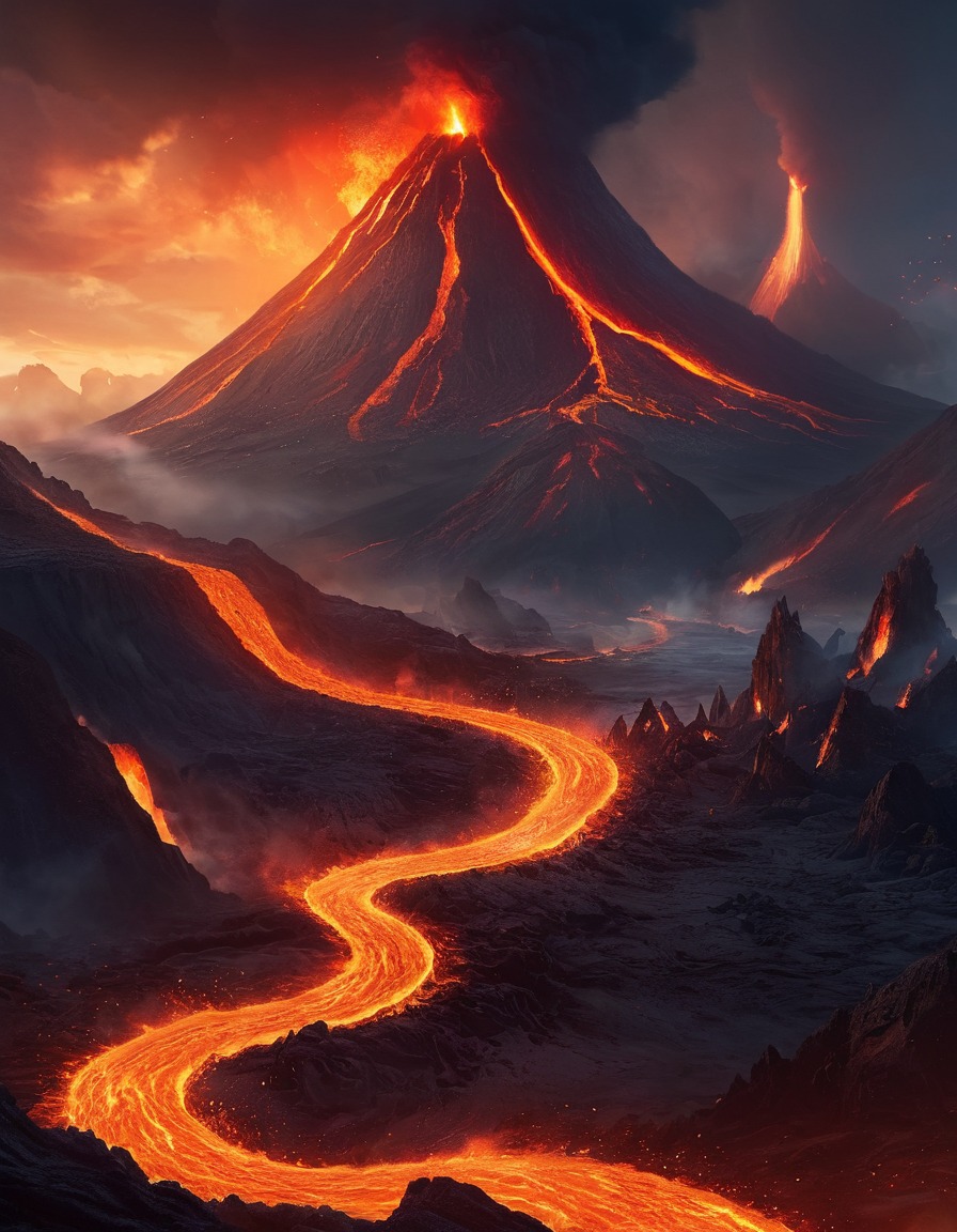 volcano, lava, dragons, adventure, extreme sports, fantastic