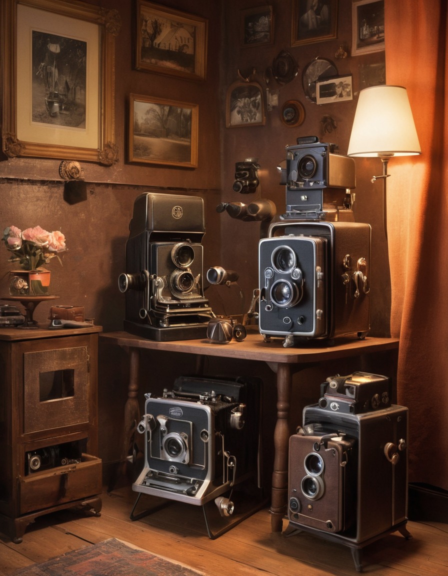 vintage, photography, film cameras, cozy corner