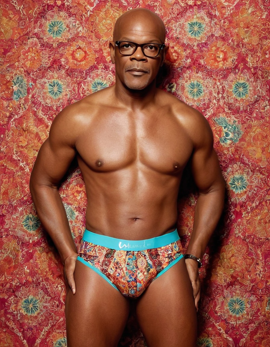 samuel l. jackson, actor, confident, posing, colorful underwear