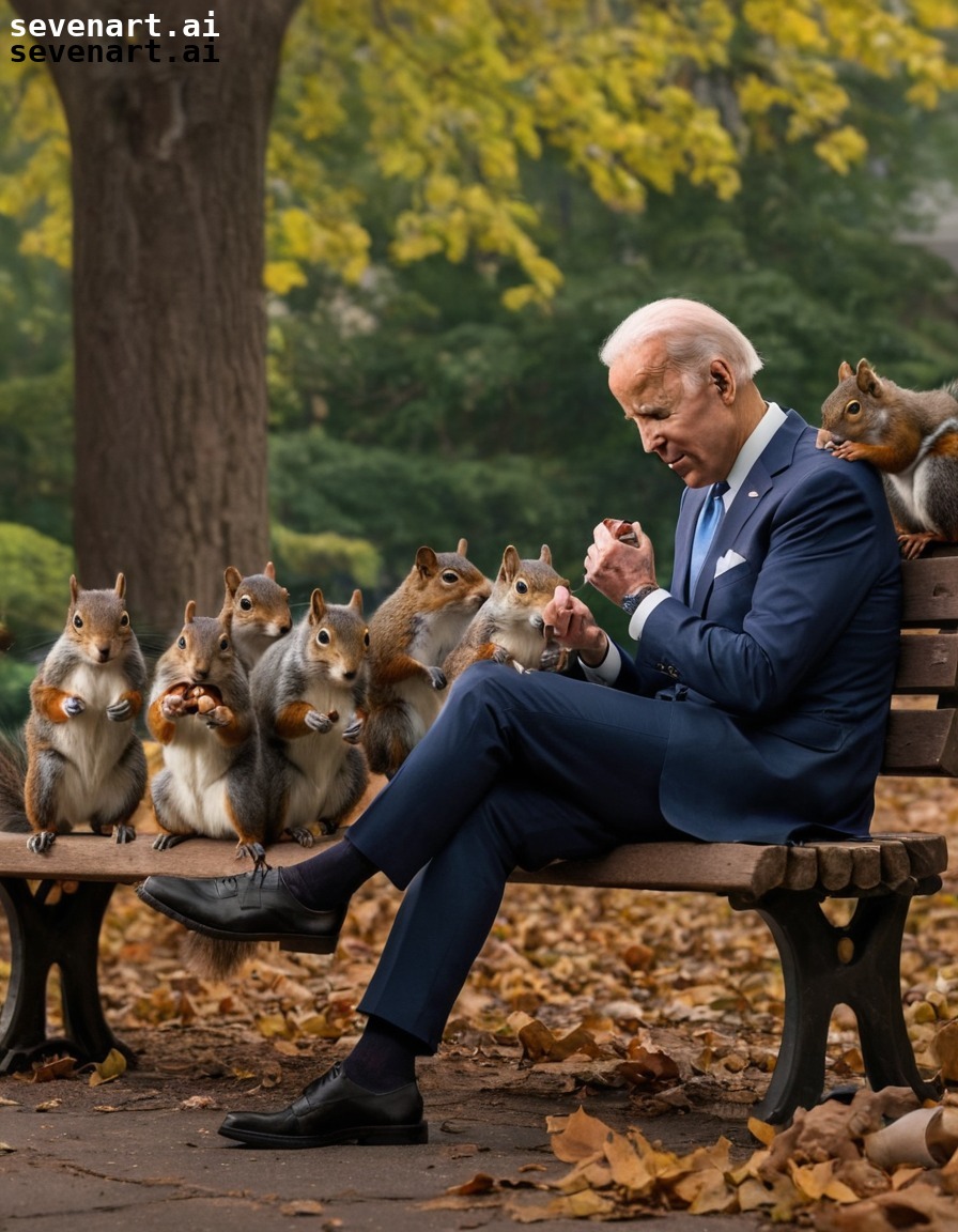 joe biden, squirrels, feeding, wildlife, nature, usa