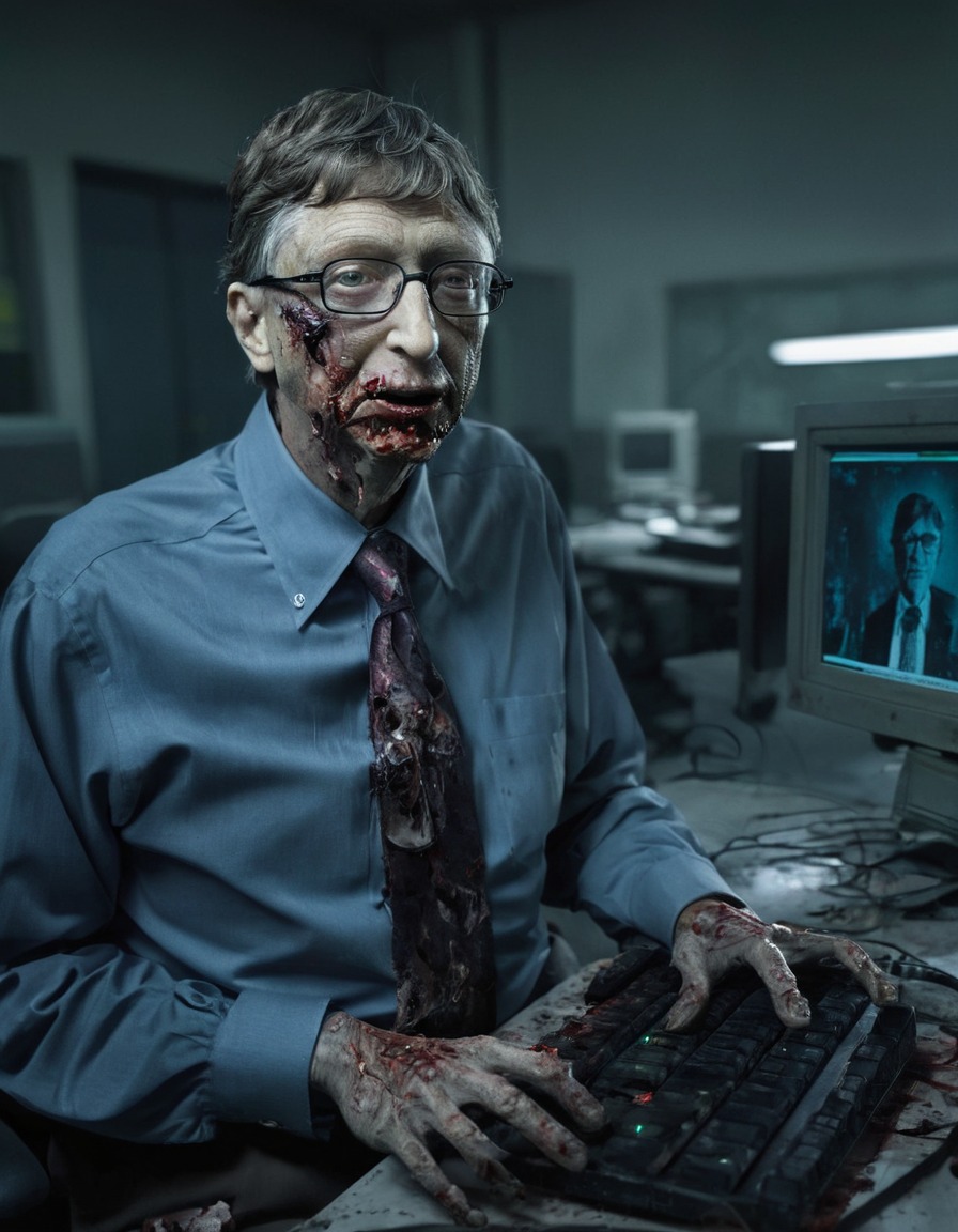 bill gates, zombie, computer lab, horror, technology, parody, celebrities