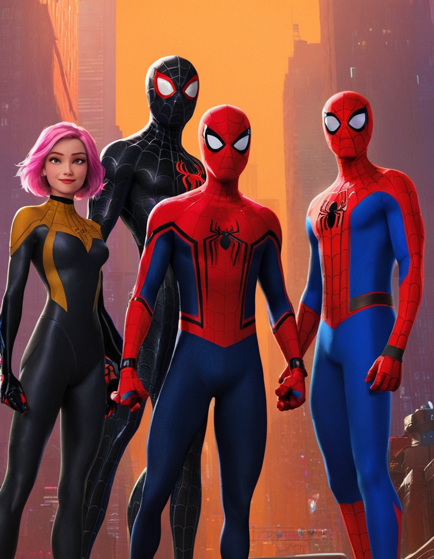 spider-man, spider-verse, animation, superhero, team-up, multiple dimensions, movies