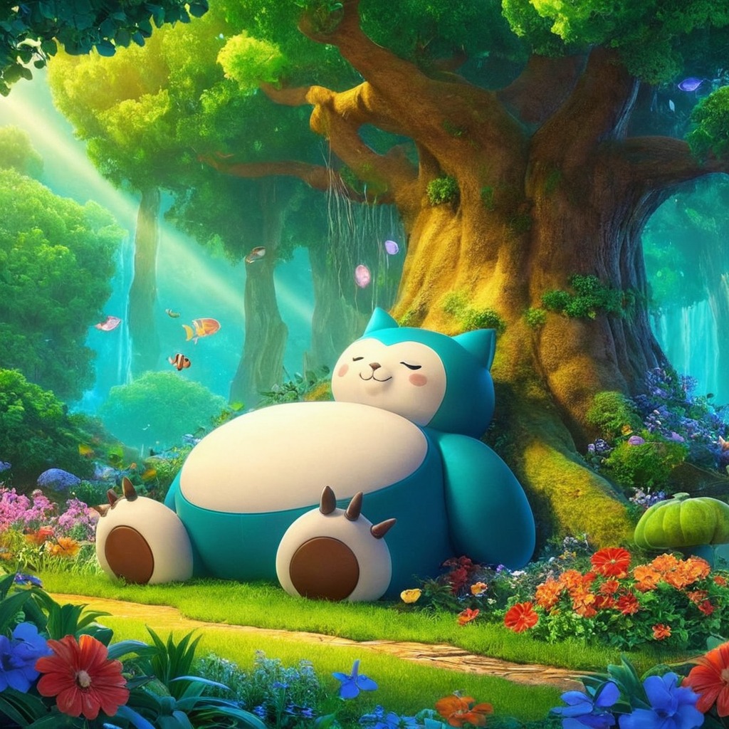 videogamefanart, digitalart, fanart, pokemon, anime, forest, nintendo, pocketmonster, pokemonfanart, snorlax