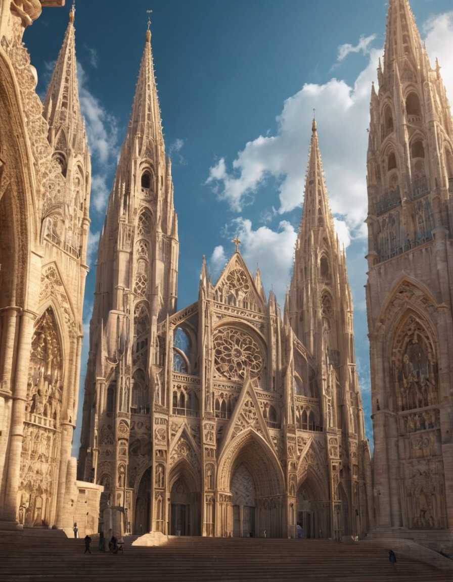 architecture, cathedral, stone carvings, spires, gothic architecture, religious building