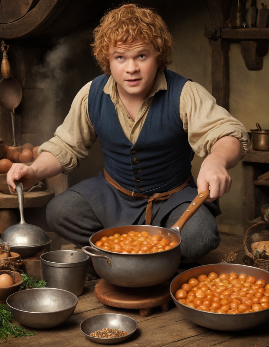 samwise gamgee, juggling, pots, pans, shire, hobbit, middle earth, adventure, books