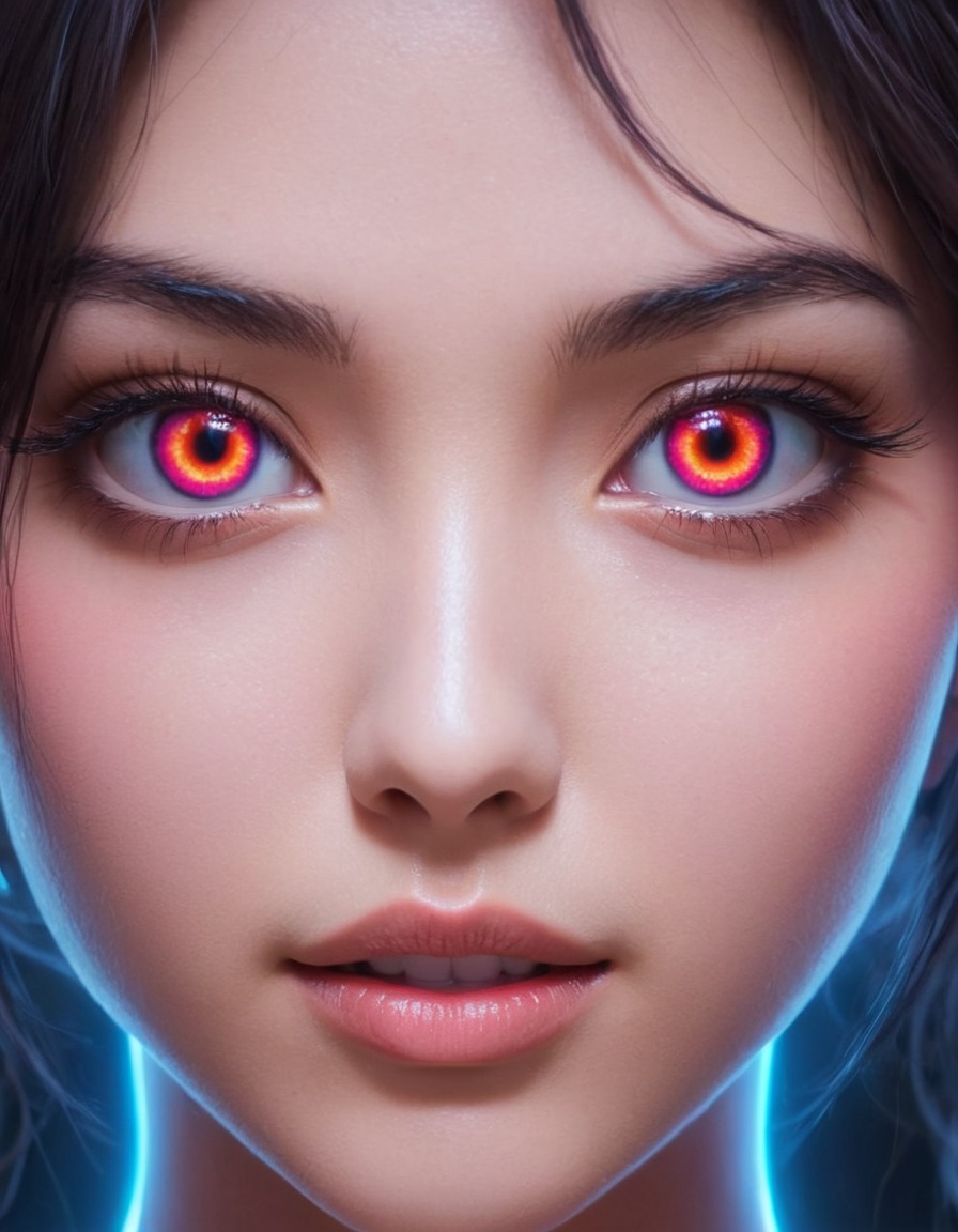 mutations, woman, female, anime, glowing eyes, bioluminescence