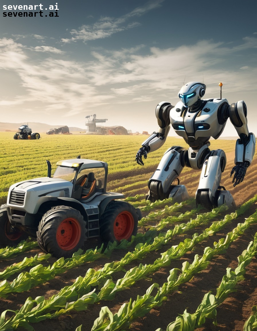 robots, farming, agriculture, technology, futuristic