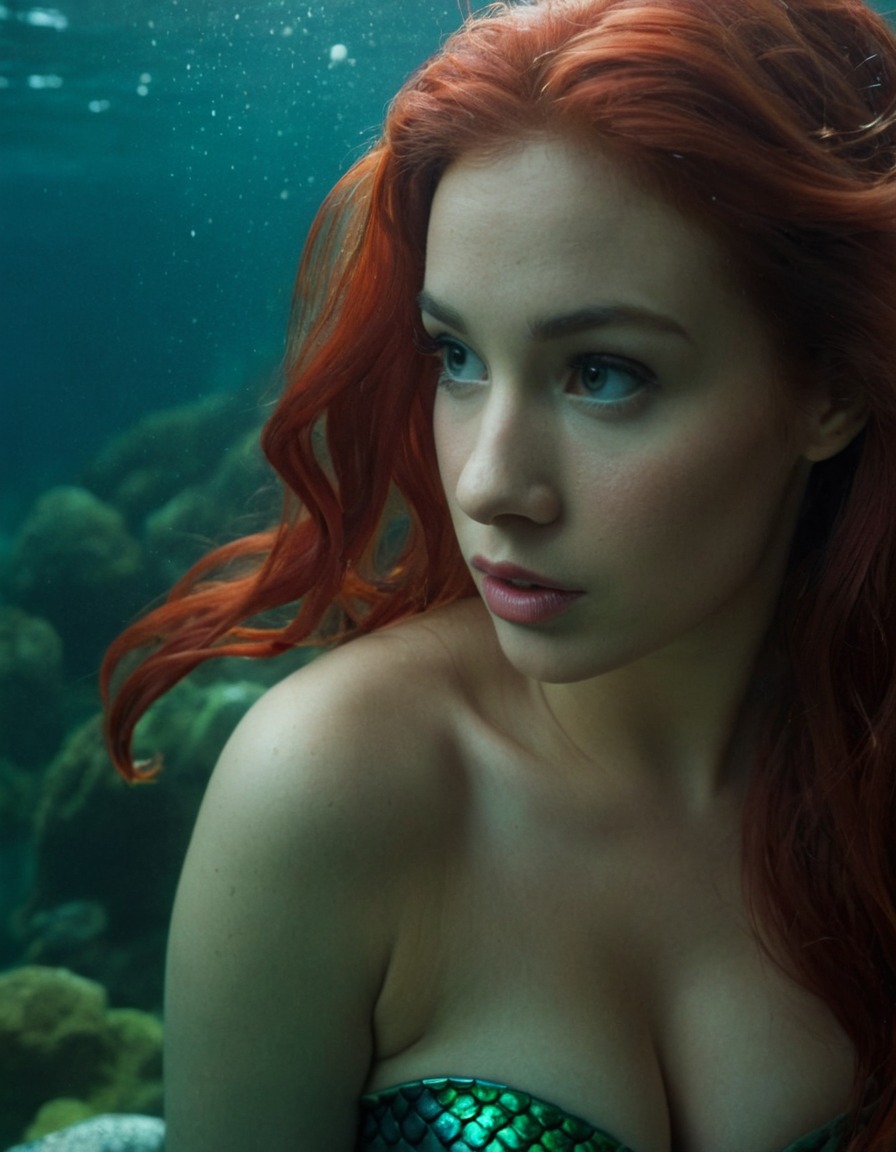 ariel (the little mermaid), disney princess, mermaid, fantasy, underwater, beauty, transformation