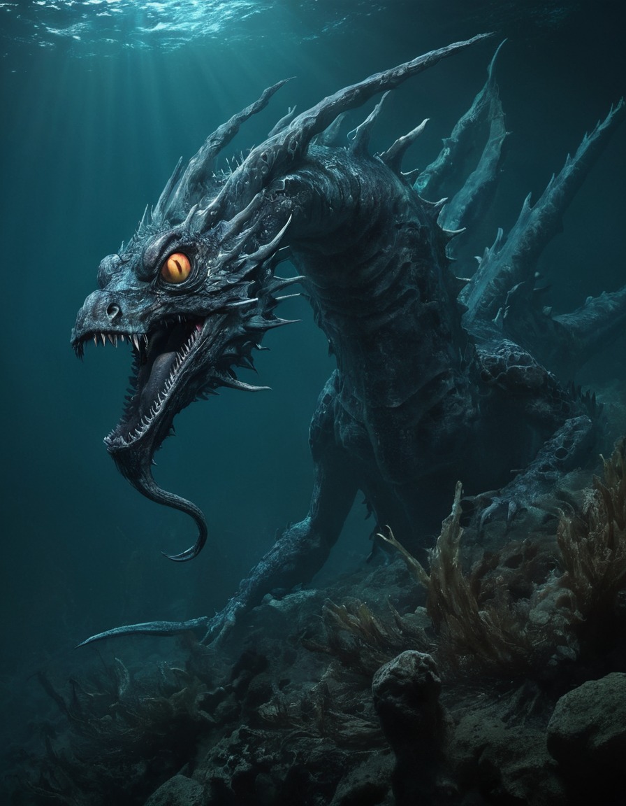 sea dragons, sea monster, epic, frightful, horrible, mythical creature