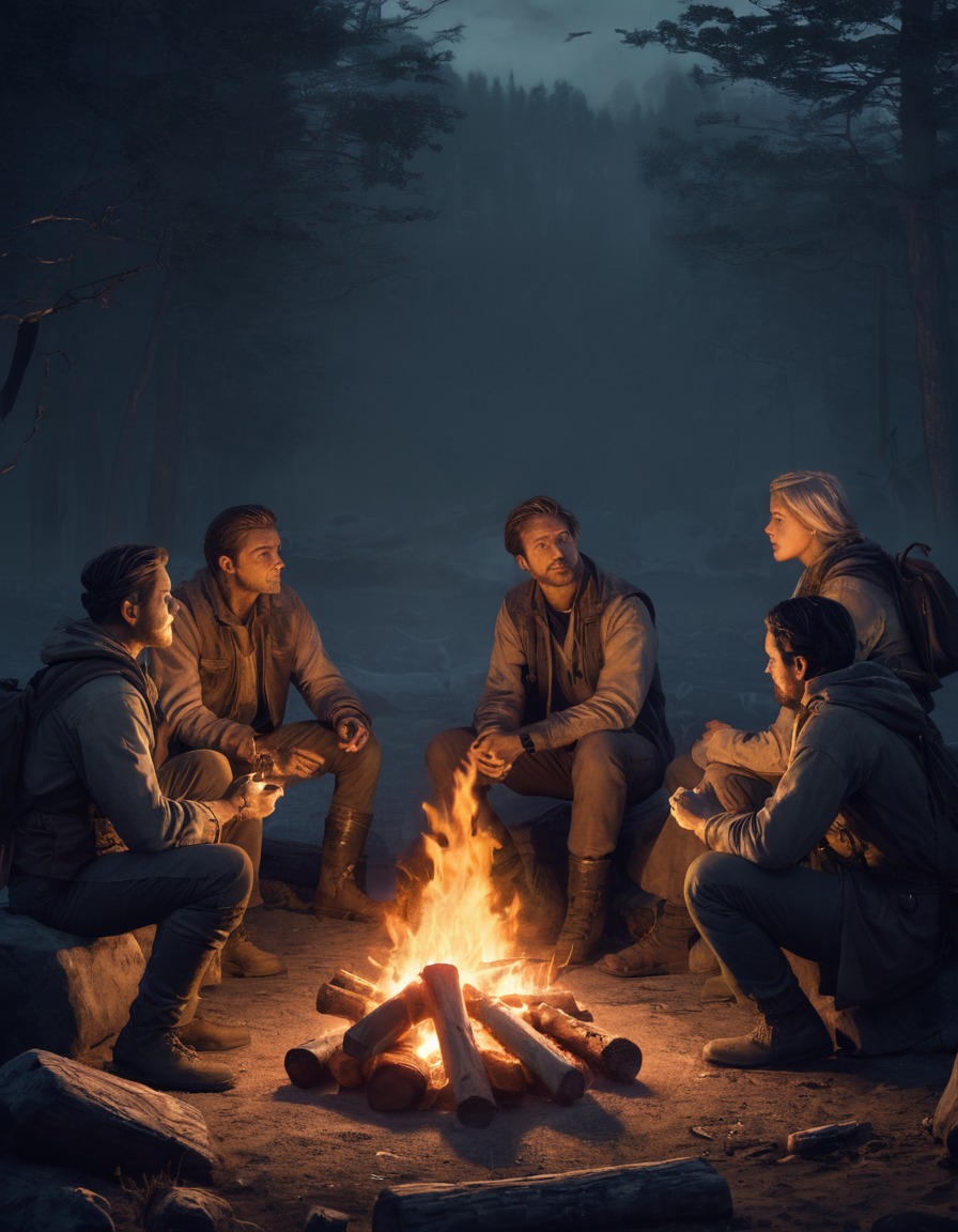 survivors, campfire, storytelling, apocalypse, community, fallout, games, tv shows, amazon prime