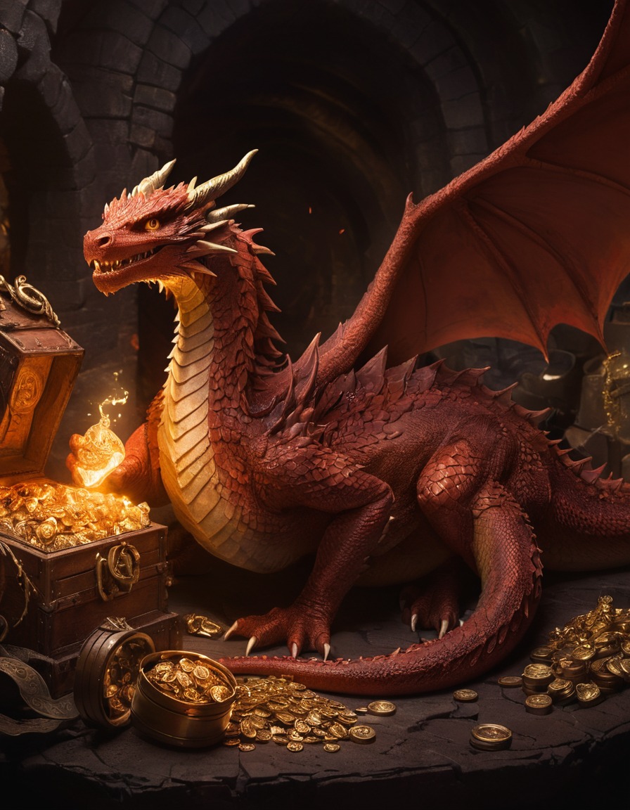 fantasy, dragon, treasure, hoard, protection, john tolkien, tolkien