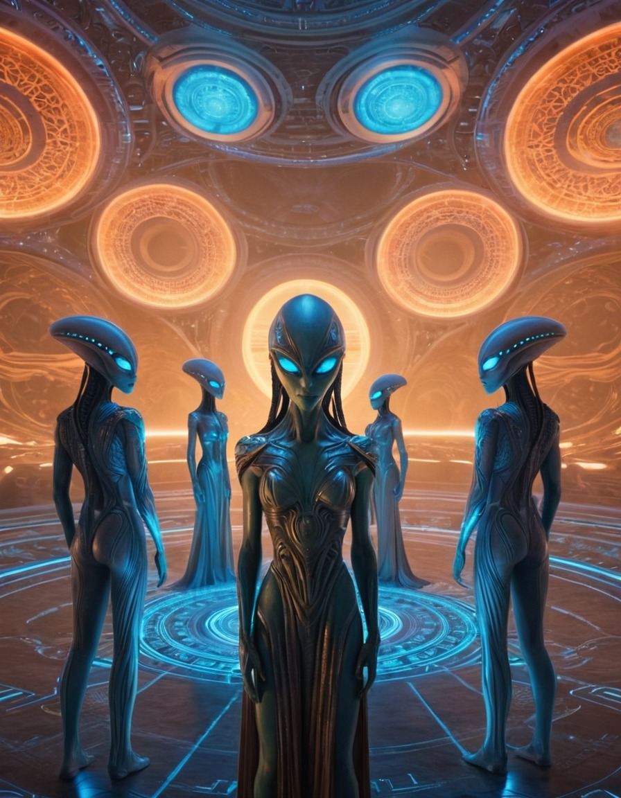 alien beings, communication, light patterns, space, extraterrestrial, intergalactic, intelligent life