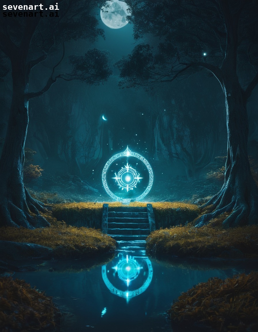 fantasy, magic, portal, moonlit, mystical