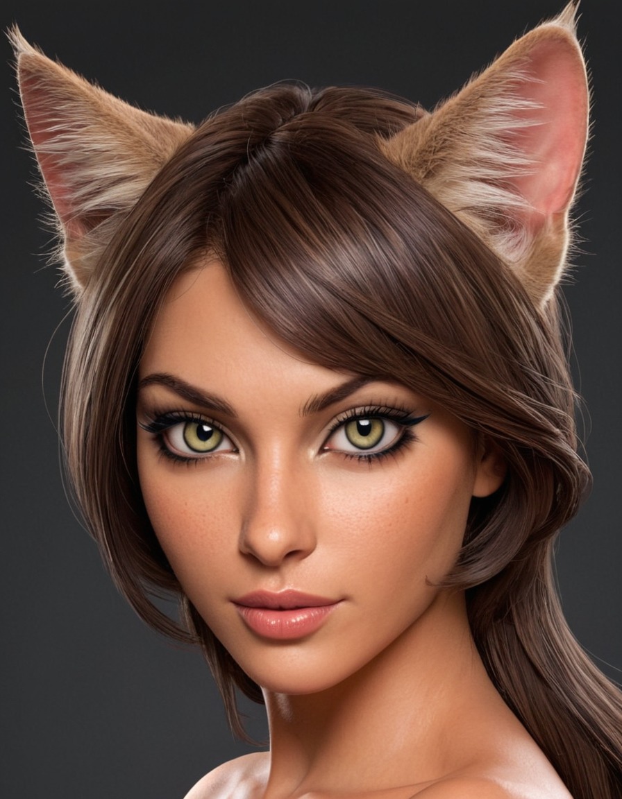 mutations, woman, female, mutated woman, feline features, cat-like eyes, cat ears