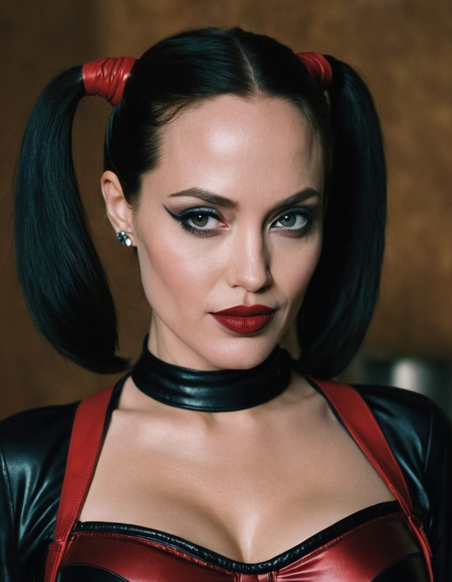 harley quinn, angelina jolie, dc comics, character, actress