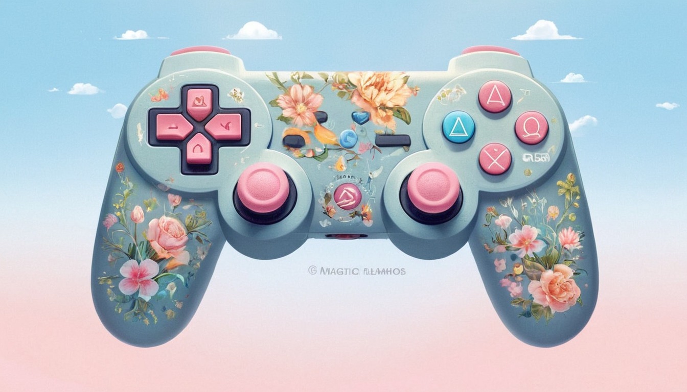 console, cute, gamepad, gaming, pastel