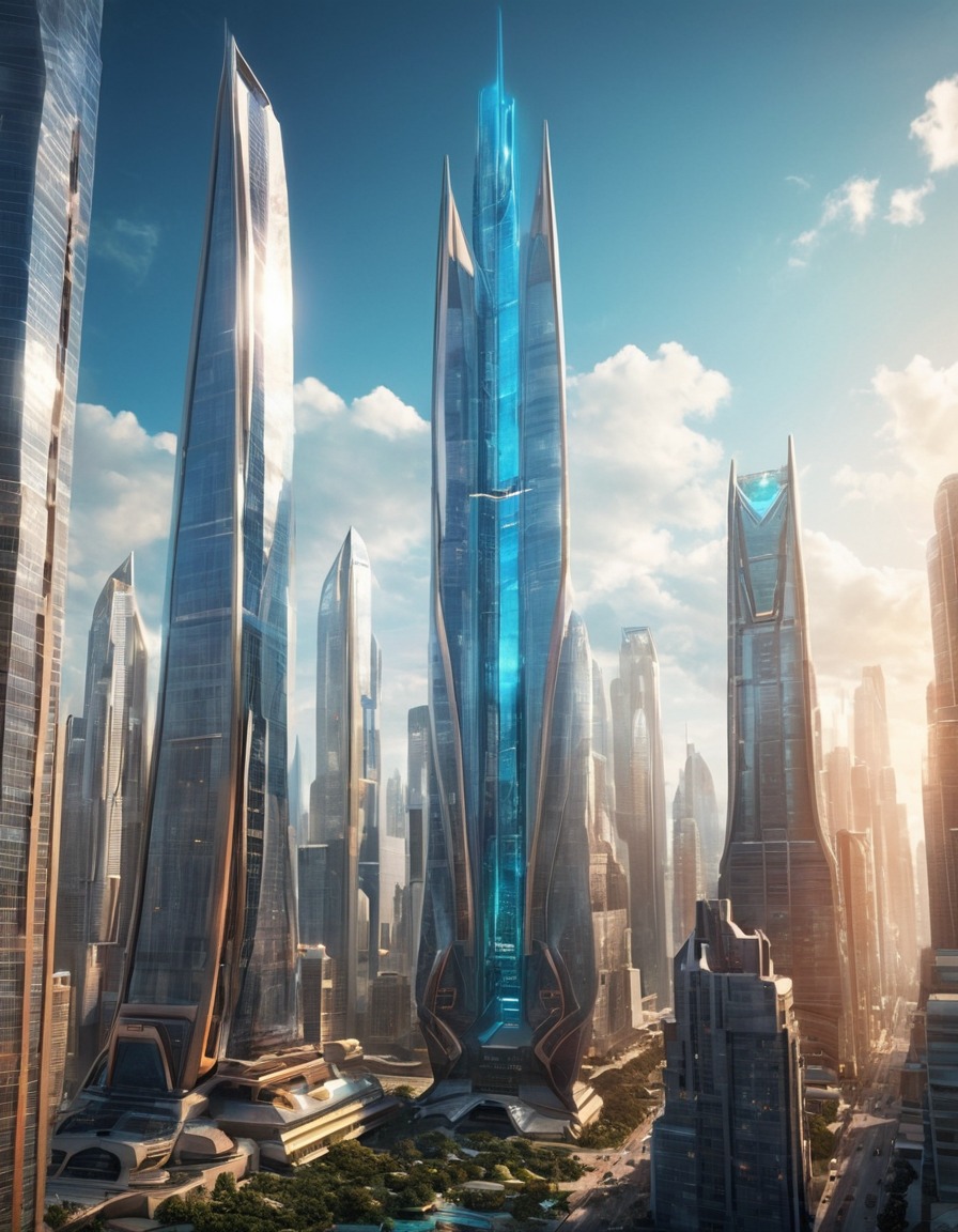 futuristic, cityscape, skyscrapers, modern architecture, architecture