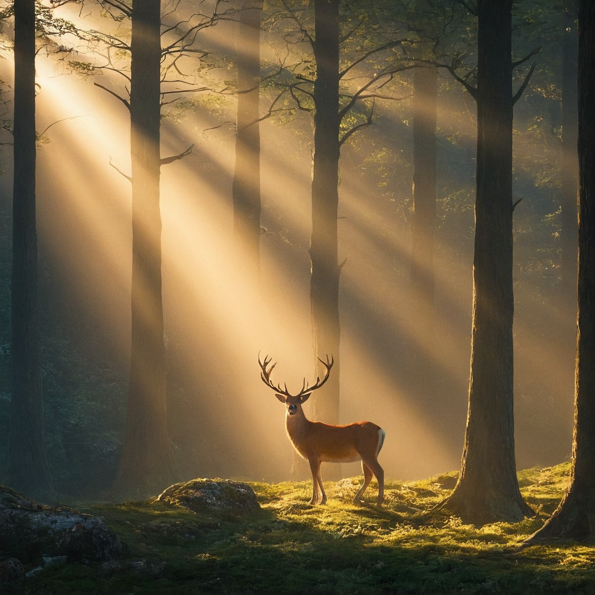 forest, deer, wildlife, naturallight