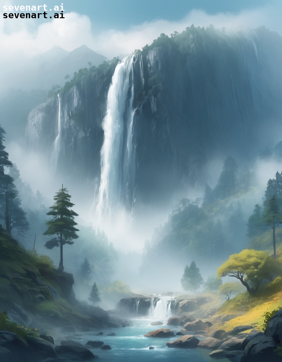 nature, scenic, mist, waterfall, mountain