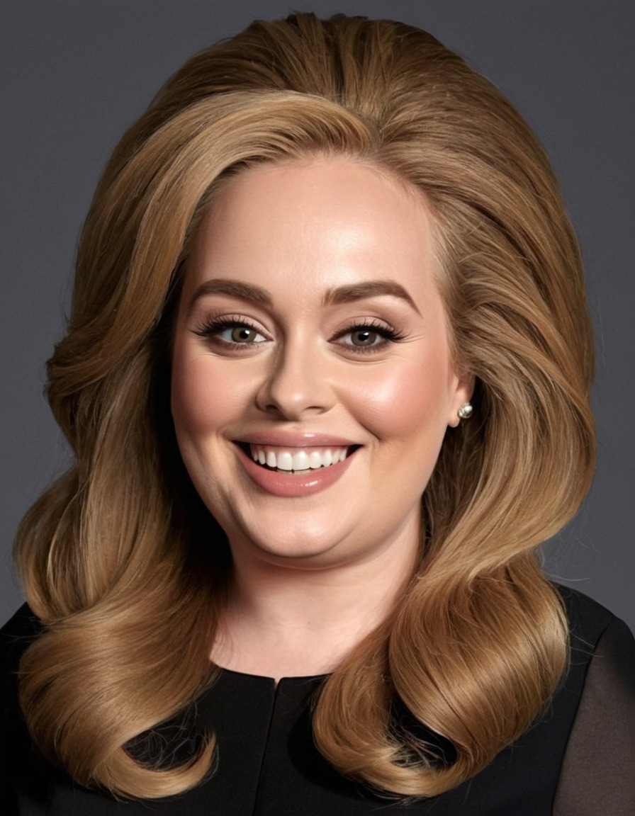 adele, singer, caricature, big head, crazy smile