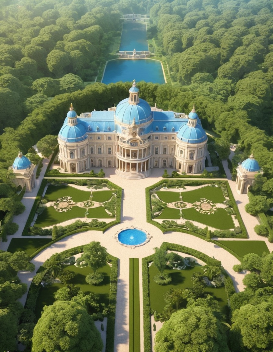 baroque architecture, palace, gardens, landscaping, royal residence, historical site, architecture