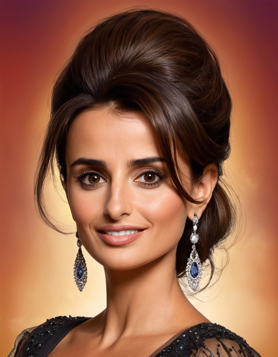 funny caricature, penélope cruz, actress, spanish, comedy, cartoon, entertainment