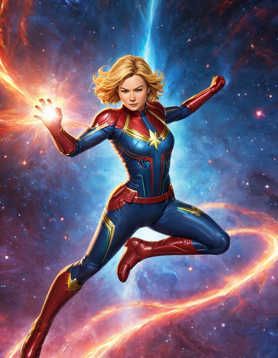 captain marvel, cosmic, nebula, superhero, power, flying, anime, marvel