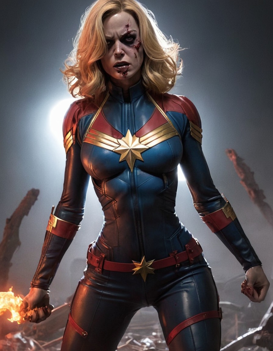 zombie, captain marvel (marvel comics), marvel comics, undead, superhero, horror, graphic novel