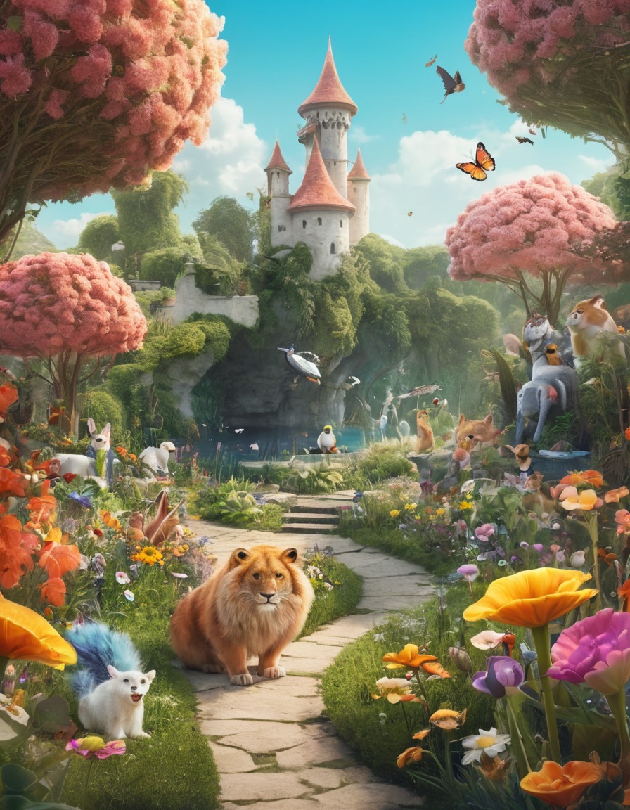 fantasy, magical, garden, talking animals, enchanted