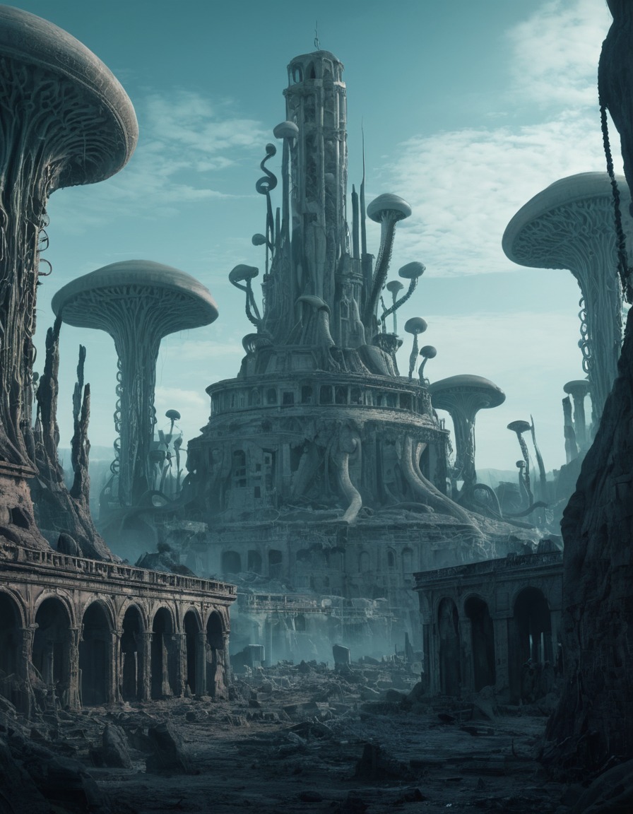 alien, ruins, enigmatic, tentacles, architecture, lovecraft, howard lovecraft