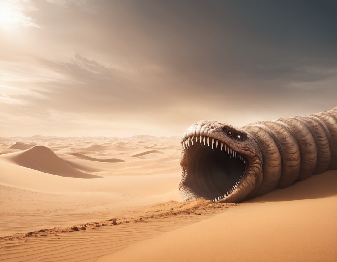 science fiction, desert, sandworms, fantasy, giant, dune