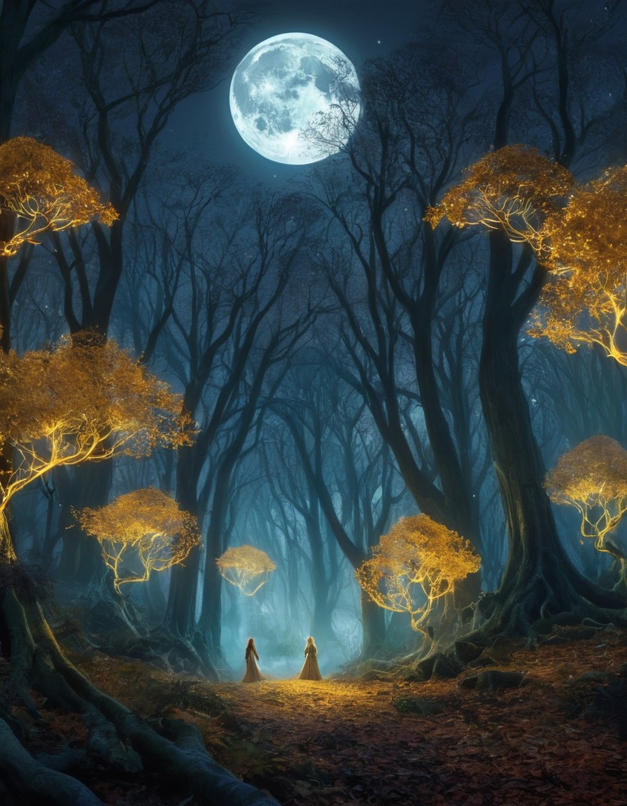 fantasy, elves, moonlight, enchantment, nature, john tolkien, tolkien