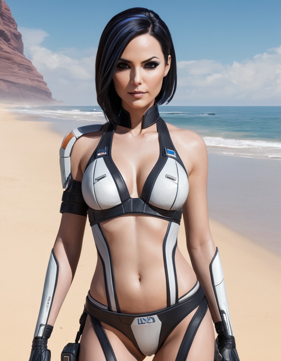 science fiction, video game, character fan art, beach, bikini, games, girls from games