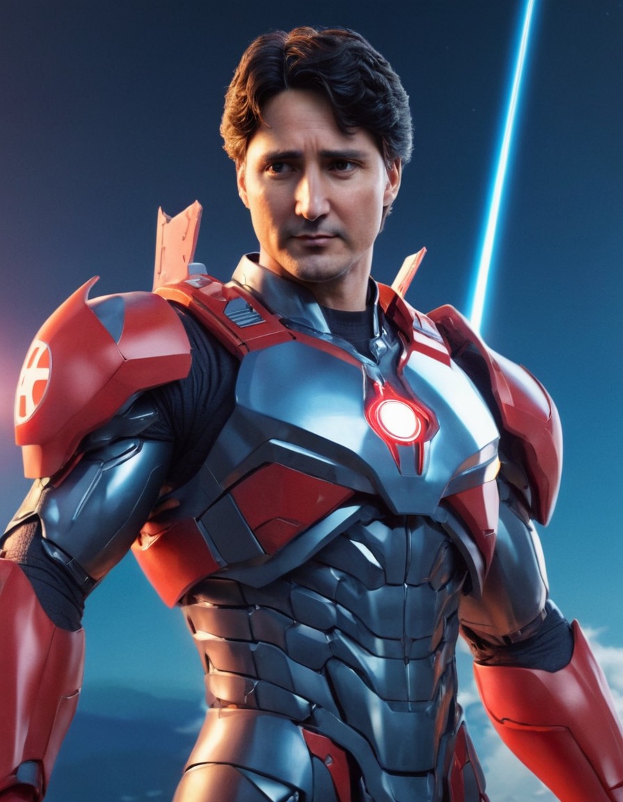 justin trudeau, warrior, futuristic, anime, world, leadership, politics